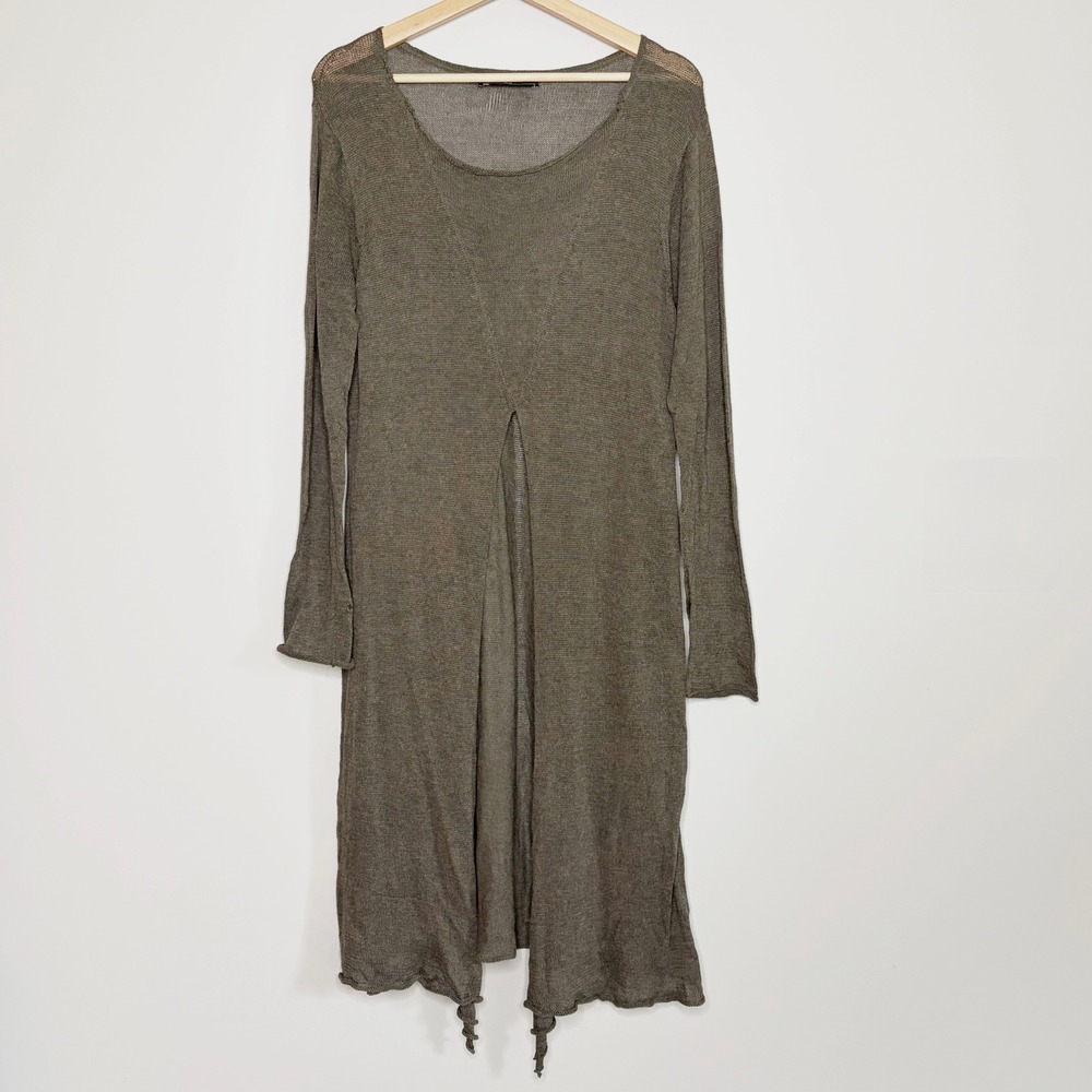 Peruvian Connection Layering Tunic Sweater Large Pima Cotton Brown Open Knit